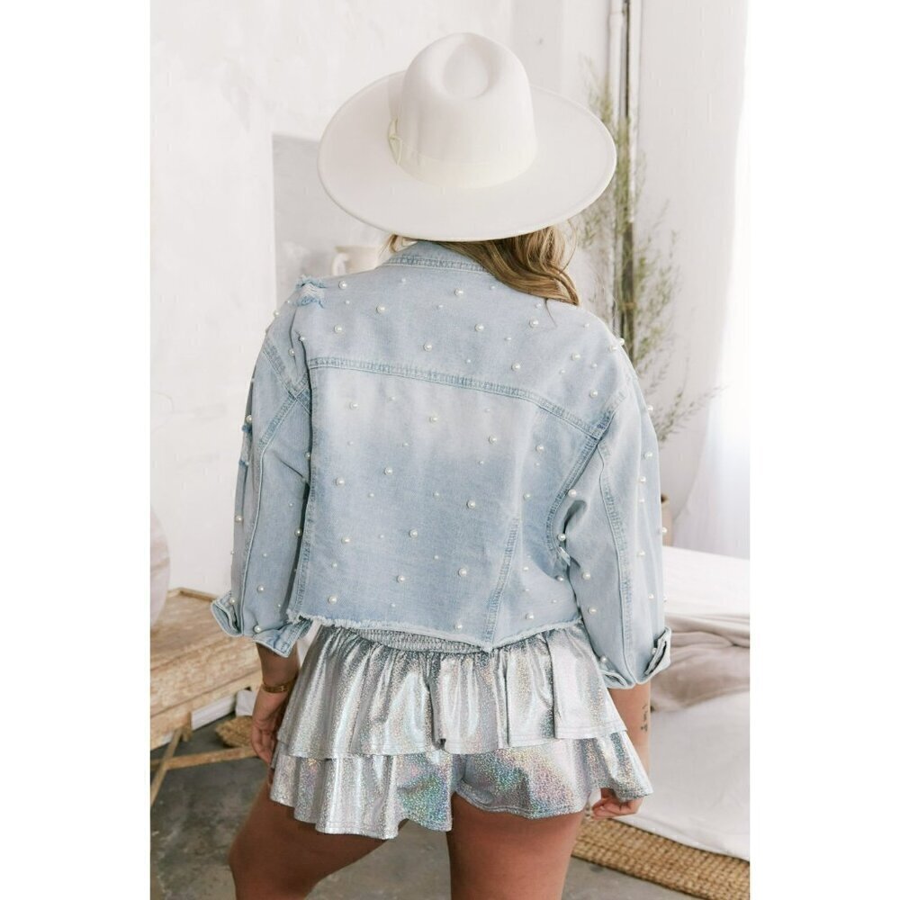 One in a Million Denim and Pearls Jacket - Picture 5 of 10
